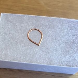 Solid Rose Gold Teardrop Ring for Piercing
